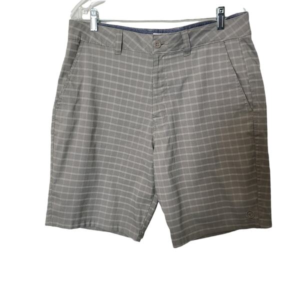 Hang Ten Men's Gray Plaid Hybrid Fishing Shorts Slash Pockets Quick Dry 34 - Picture 1 of 14